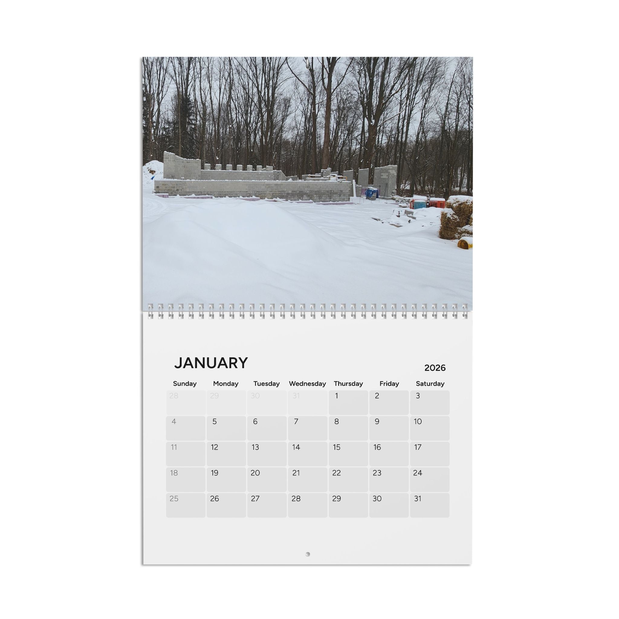 2026 Wall Calendar with Construction Images