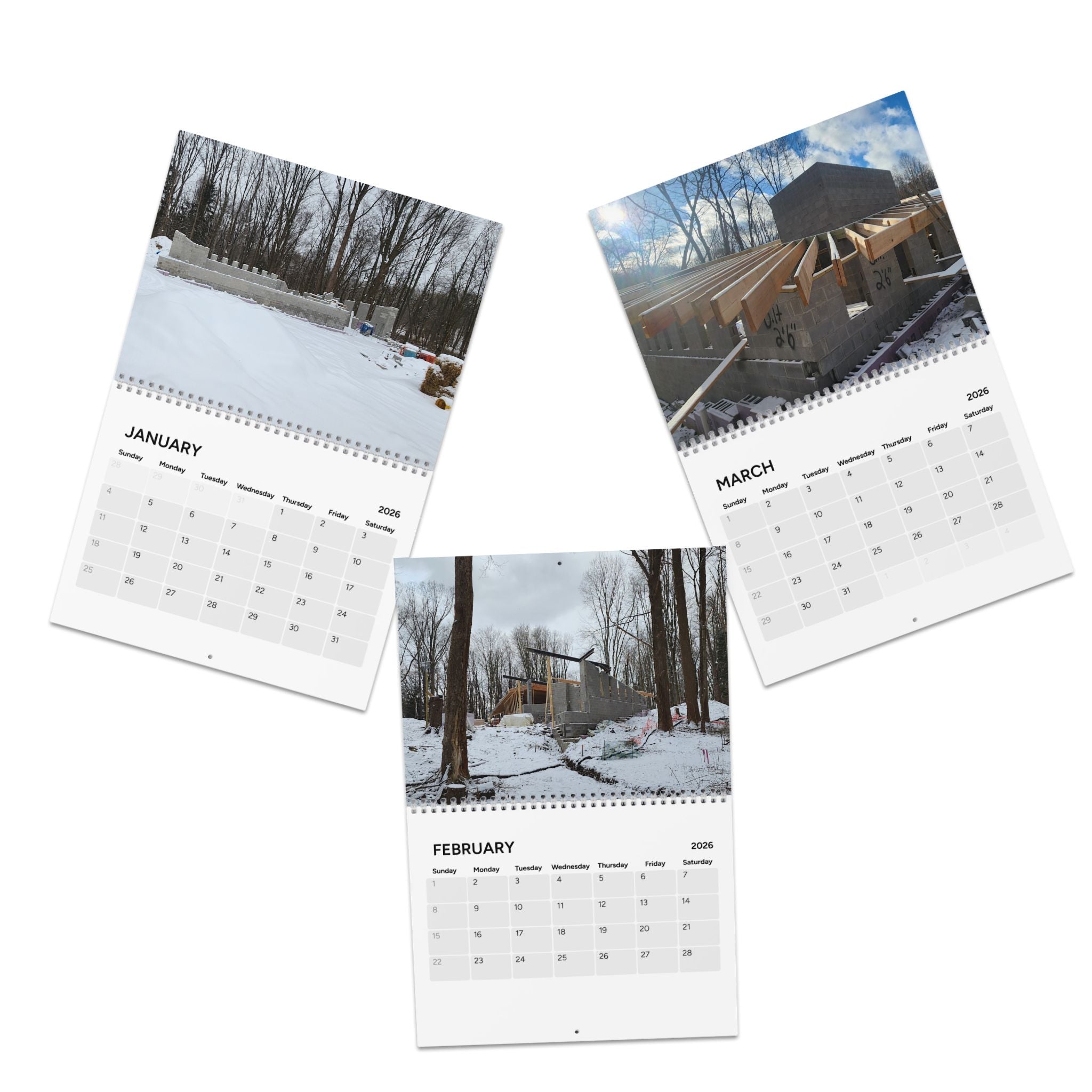 2026 Wall Calendar with Construction Images