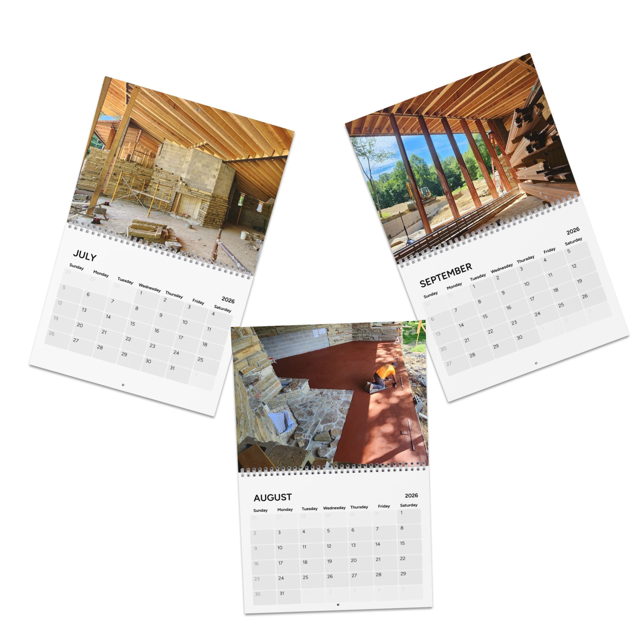 2026 Wall Calendar with Construction Images